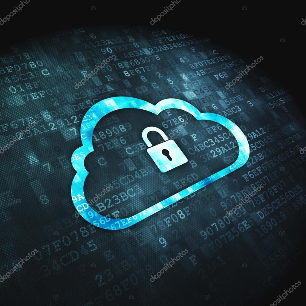 Cloud network concept with a padlock